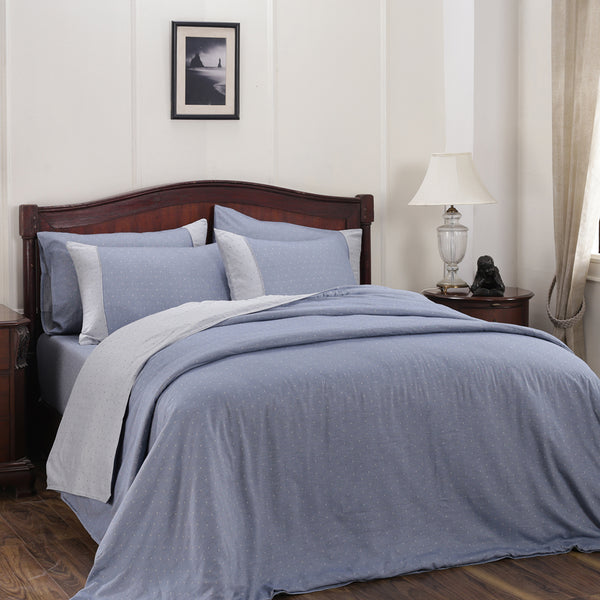 Muted Dot Reversible Made With Egyptian Cotton Ultra Soft Grey Duvet Cover with Pillow Case