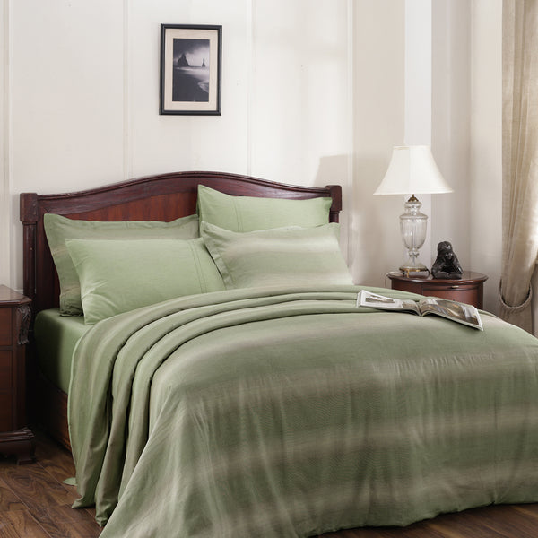 Rhythmic Stripe Reversible Made With Egyptian Cotton Ultra Soft Classic Blue/Grey Marble Duvet Cover with Pillow Case