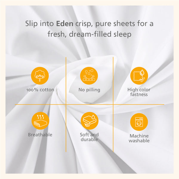 Eden Crisp & Light Weight 100% Cotton Solid Purple Bed Sheet with Pillow Case
