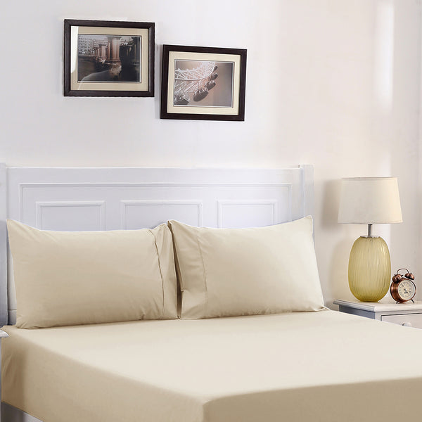 Slumber Plain Easy Care Percale 100% Cotton Yellow Fitted Sheet with Pillow Case