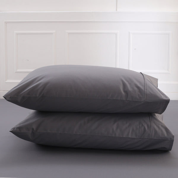 Slumber 100%Cotton Solid Yellow/Latte Pillow Case Set