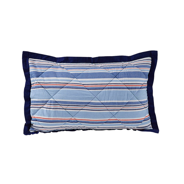 Little Lyrixas Quilted Hand Sailor Stripe Pillow Sham Set Blue