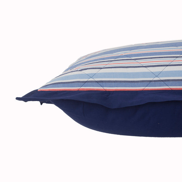 Little Lyrixas Quilted Hand Sailor Stripe Pillow Sham Set Blue