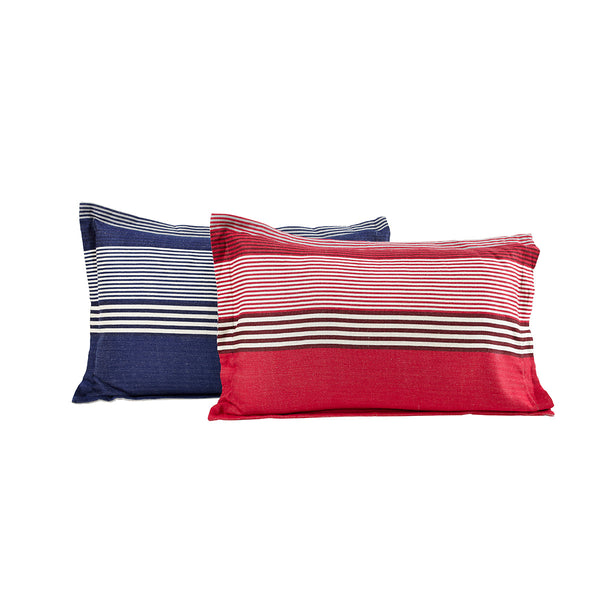 Hues Woven Stripical Mishmash Pillow Sham Set Red