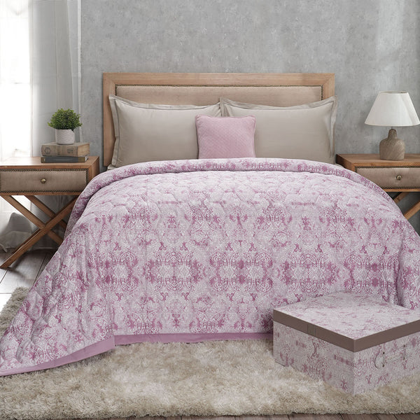 6PC Quilt/Quilted Bed Cover Set Blue PBS Refined Retro Baroque