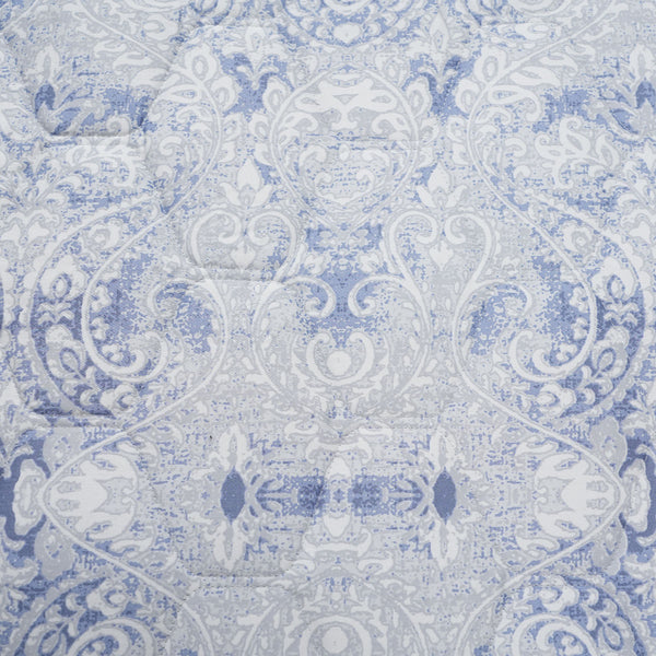 6PC Quilt/Quilted Bed Cover Set Blue PBS Refined Retro Baroque
