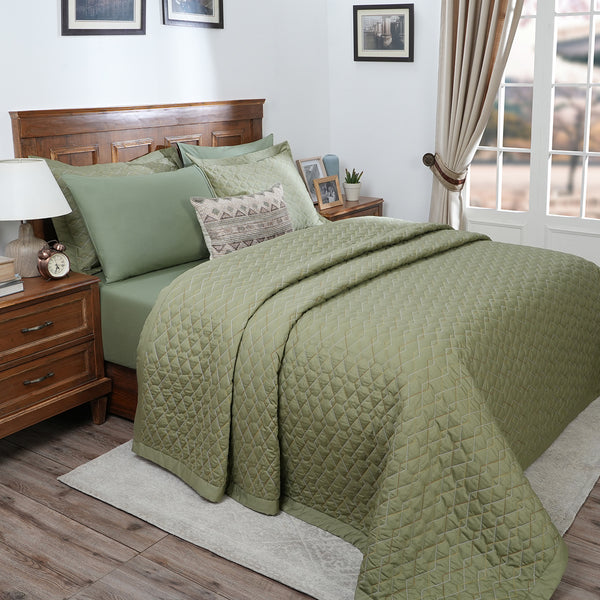 8Pcs Quilt/Quilted Bed Cover Set Art Deco Diamond Blue