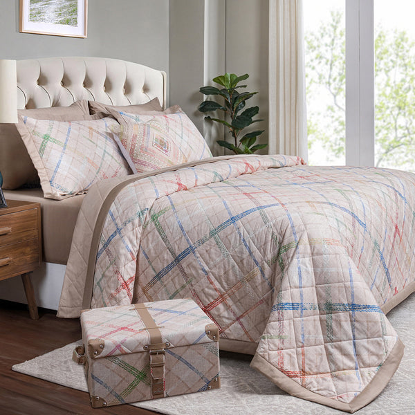 Eclectic Geo Rhombus Grey 8pcs Quilt/Quilted Bed Cover