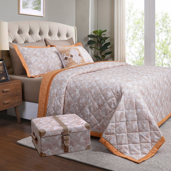 Eclectic Geo Triangle Blue 8pcs Quilt/Quilted Bed Cover