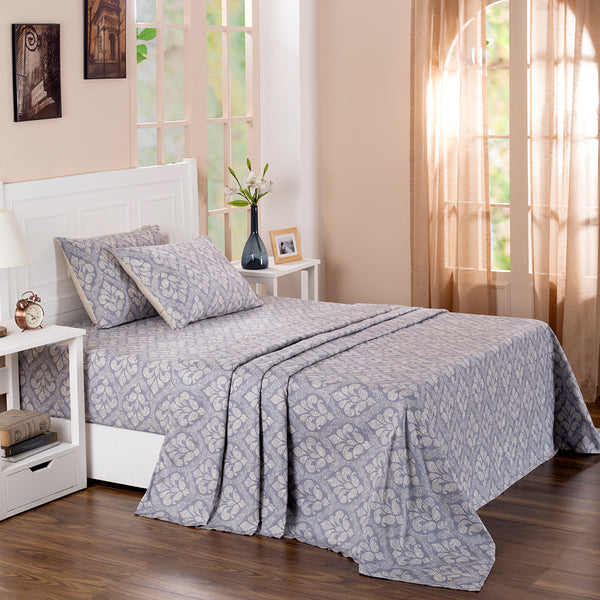 Folklore Transition Diamond Festivity Printed 100% Cotton Blue Ultra Soft Bed Sheet with Pillow Case
