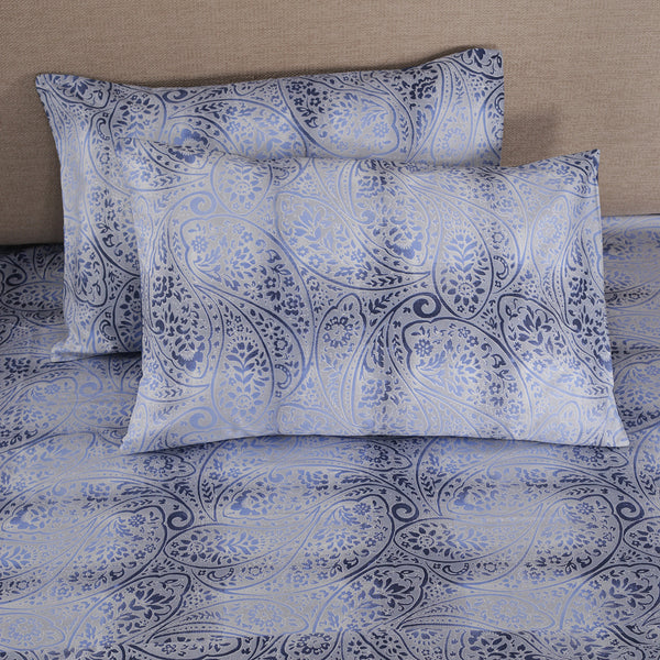 Folklore Transition Ombre Bonanza Printed 100% Cotton Blue Ultra Soft Bed Sheet