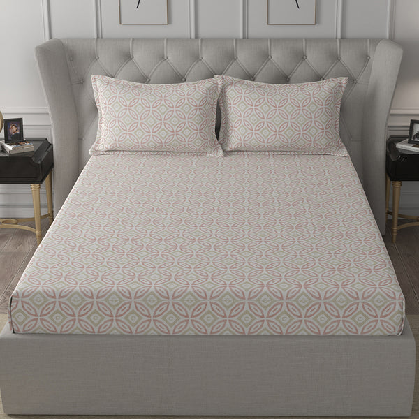 Inhouse Ardour Soren Printed 200 TC 100% Cotton Red Bed Sheet with Pillow Case
