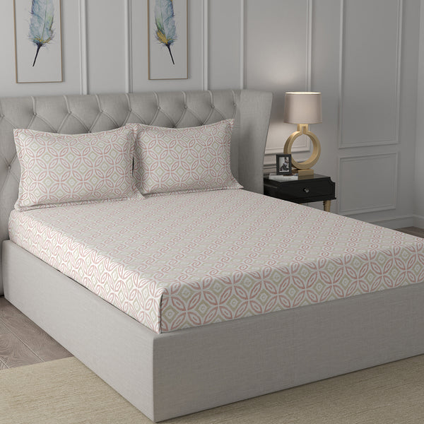 Inhouse Ardour Soren Printed 200 TC 100% Cotton Red Bed Sheet with Pillow Case