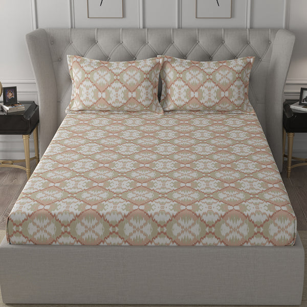 Inhouse Ardour Jonas Printed 200 TC 100% Cotton Red Bed Sheet with Pillow Case