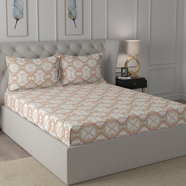 Inhouse Ardour Jonas Printed 200 TC 100% Cotton Red Bed Sheet with Pillow Case