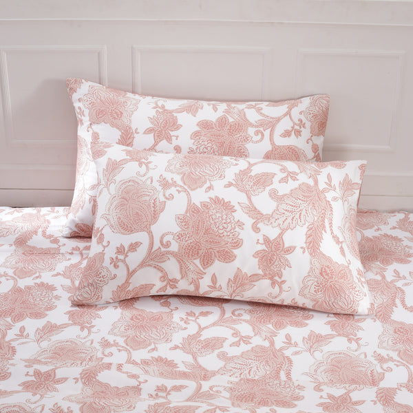 Art Nouveau Mabel Printed 100% Cotton Red Soft Bed Sheet