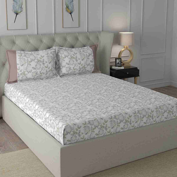 Regency Abigail Printed 210TC 100 %Cotton Purple Bed Sheet with Pillow Case