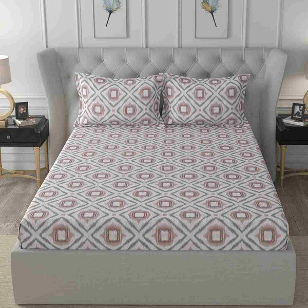 Regency Adley Printed 144TC 100 %Cotton Red Bed Sheet with Pillow Case