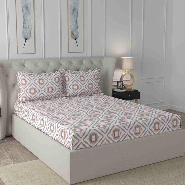 Regency Adley Printed 144TC 100 %Cotton Red Bed Sheet with Pillow Case
