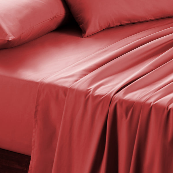 Slumber Plain Easy Care Percale 100% Cotton Cinnabar Crisp Bed Sheet with Pillow Case