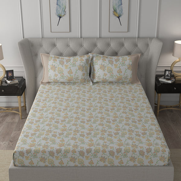 Hermosa Exotic Bouquet Cordelia Orange Bed Sheet with Pillow Case