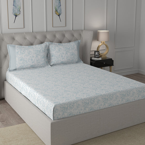 Hermosa Exotic Bouquet Wonderland Neutral Bed Sheet with Pillow Case