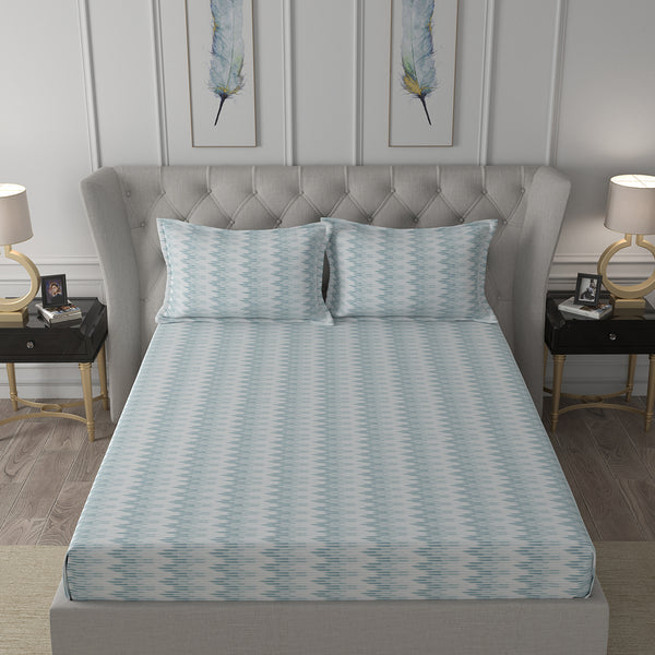 Hermosa Exotic Bouquet Asher Blue Bed Sheet with Pillow Case
