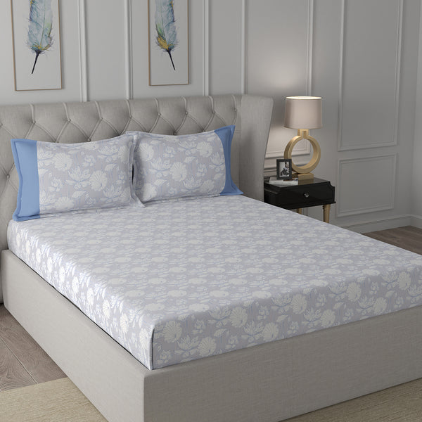 Backyard Patio Albrecht Printed 100%Cotton Blue Bed Sheet with Pillow Case