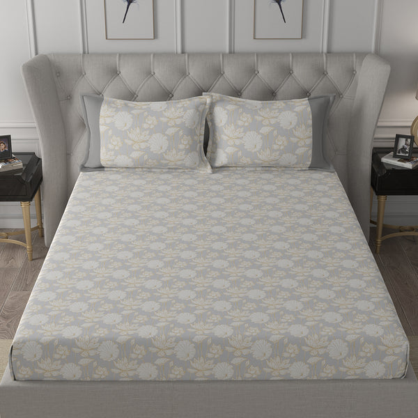 Backyard Patio Albrecht Printed 100%Cotton Yellow Bed Sheet with Pillow Case