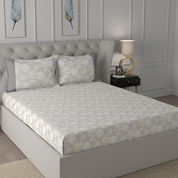 Backyard Patio Albrecht Printed 100%Cotton Blue Bed Sheet with Pillow Case