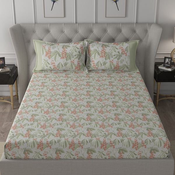 Backyard Patio Farmington Printed 100%Cotton Red Bed Sheet with Pillow Case