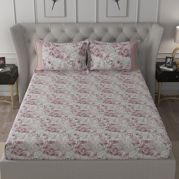Backyard Patio Meridian Printed 100%Cotton Red Bed Sheet with Pillow Case