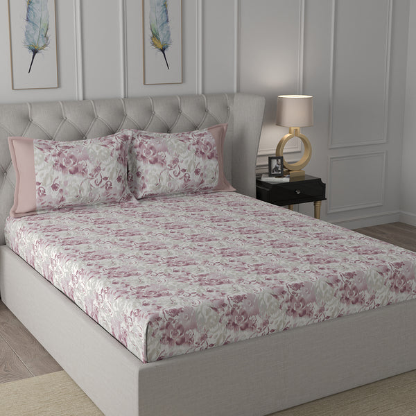Backyard Patio Meridian Printed 100%Cotton Red Bed Sheet with Pillow Case