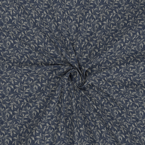 Backyard Patio Rustic Leaf Printed 100%Cotton Blue Bed Sheet with Pillow Covers