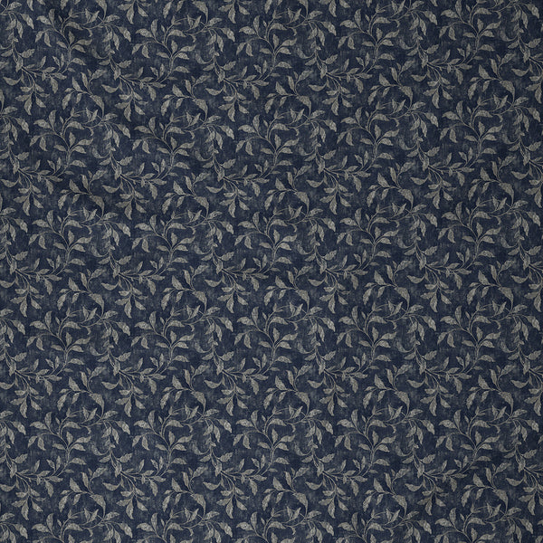 Backyard Patio Rustic Leaf Printed 100%Cotton Blue Bed Sheet with Pillow Covers