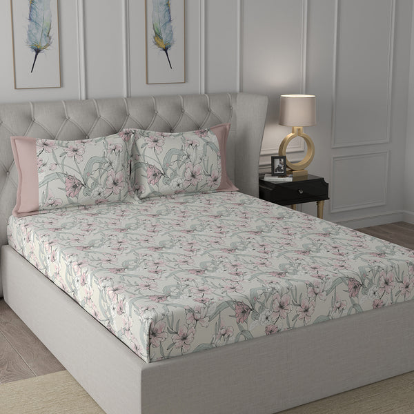 Backyard Patio Valencia Printed 100%Cotton Aqua Bed Sheet with Pillow Case