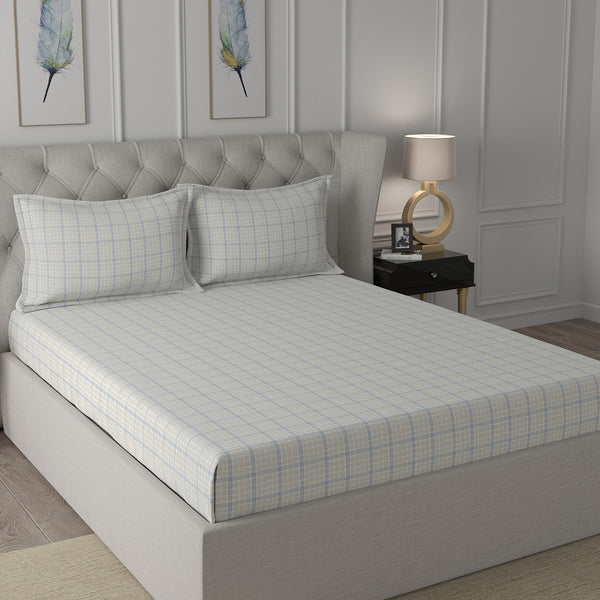 Backyard Patio Adrian Print Blue Bed Sheet with Pillow Case