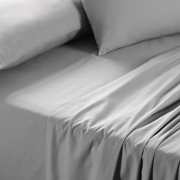 Eden Crisp & Light Weight 100% Cotton Solid Grey Bed Sheet with Pillow Case
