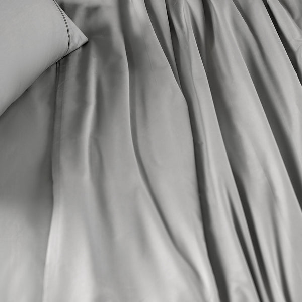 Eden Crisp & Light Weight 100% Cotton Solid Grey Bed Sheet with Pillow Case