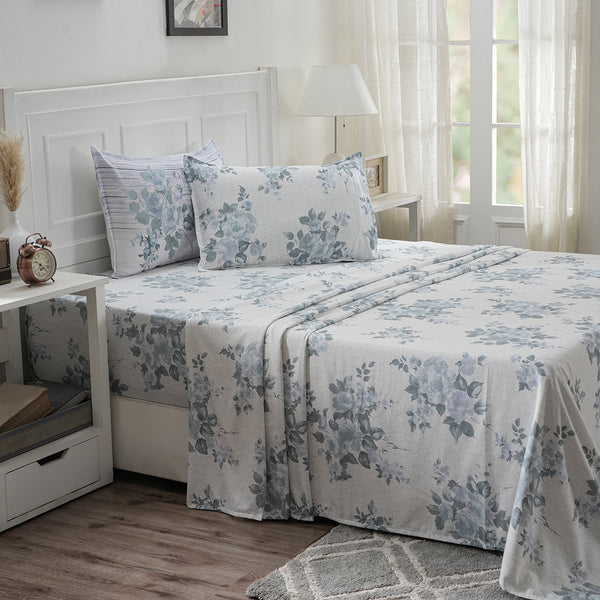 Optimist Bloom 300 TC Clarice 100% Cotton Printed Bed Sheet with Pillow Case