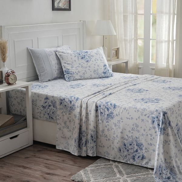 Optimist Bloom Elmer 100% Cotton Printed Bed Sheet with Pillow Case
