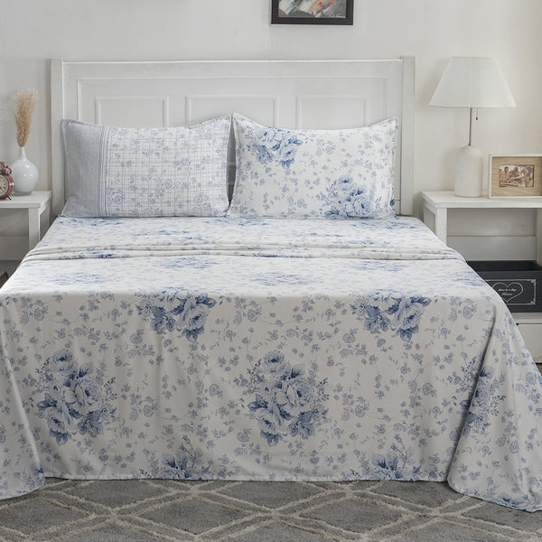 Optimist Bloom Elmer 100% Cotton Printed Bed Sheet with Pillow Case