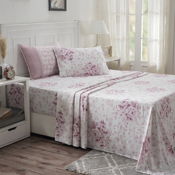 Optimist Bloom Elmer 100% Cotton Printed Bed Sheet with Pillow Case