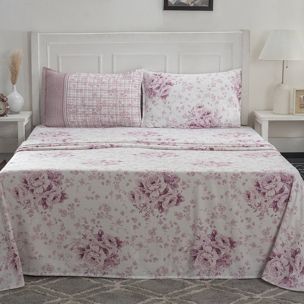 Optimist Bloom Elmer 100% Cotton Printed Bed Sheet with Pillow Case