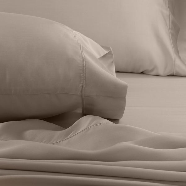 Vintage Noemi Solid 100% Tencel  Neutral Bed Sheet With Pillow Case
