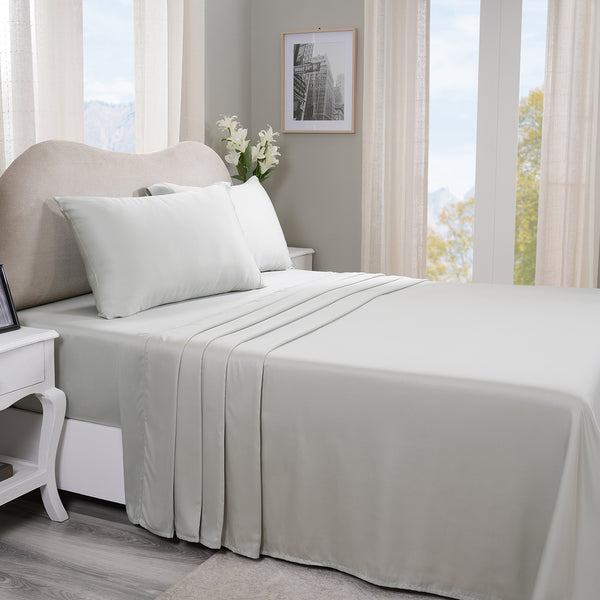 Vintage Noemi Solid 100% Tencel  Neutral Bed Sheet With Pillow Case