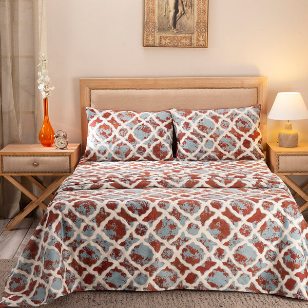 Nouveau Tradition Form Replay Red Bed Sheet with Pillow Case