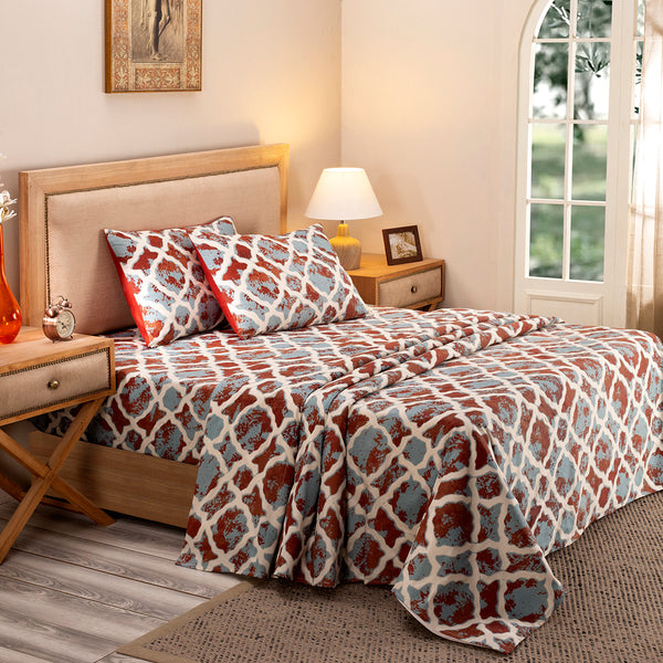 Nouveau Tradition Form Replay 100%Cotton Printed Neutral Bed Sheet Set