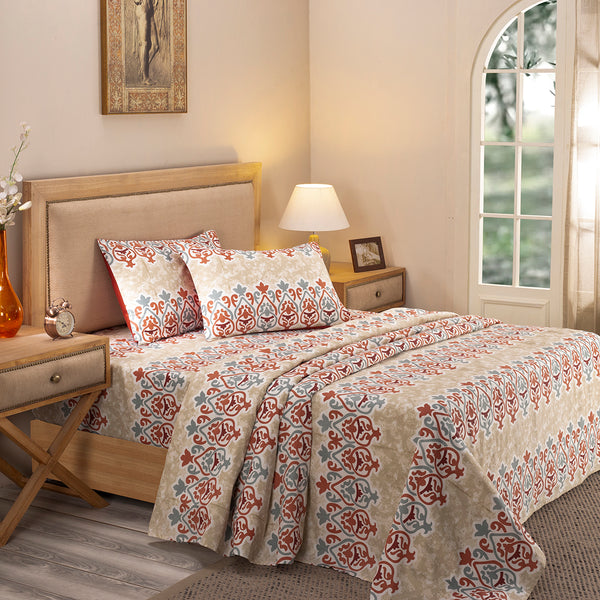 Nouveau Tradition Kaleen Global Neutral Bed Sheet with Pillow Case