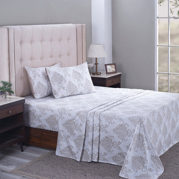 PBS Nomad Scuplt Pietra Printed 100% Cotton Pink Soft Bed Sheet